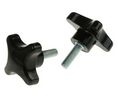 4-Arm Clamping Knob, Screw-In, M8, Black, Pack of 10 pieces